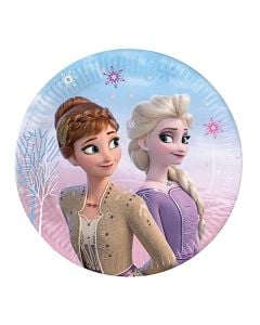 Birthday plate, Frozen II, cardboard, 20 cm, 8 pieces, 1 pack