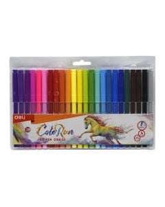 Colored markers for children, ColoRun, Deli, plastic and fiber, 26.2x15x1.2 cm, miscellaneous, 24 pieces