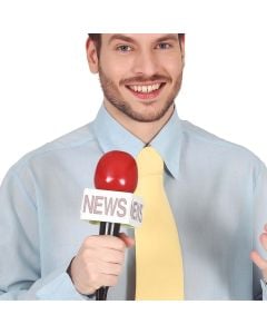 Reporting microphone, NEWS, plastic, red and black, 25 cm, 1 piece