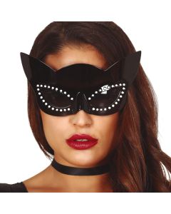 Halloween mask, black cat, plastic, black, 1 piece