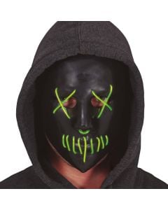 Halloween mask, pvc, black and green, Led, 1 piece