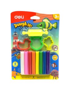 Deli plasticine with shaping. 8 colors, 100 gr, 3 shapes, mixed