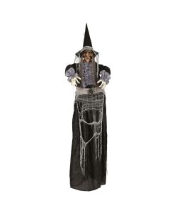 Halloween hanging decoration, witch, with sound, light, movement, plastic, 180 cm, 1 piece