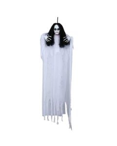Halloween Hanging Decoration, Female Ghost, Sound, Light, Motion, Plastic/Polyester, 120cm, 1pc
