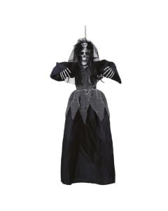 Hanging decorations for Halloween, skeleton bride, plastic/polyester, black, 90 cm, 1 piece