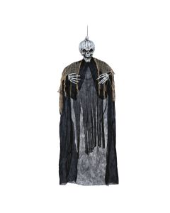 Halloween hanging decoration, skeleton, with sound, light, movement, plastic/polyester, 165 cm, 1 piece