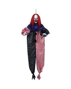 Hanging decoration for Halloween, clown, with sound, light, movement, plastic/polyester, 120 cm, 1 piece