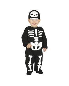 Halloween costume for children, Skeleton, polyester, black and white, 12-18 months, 82-88 cm, 1 piece