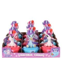 Headshaking Unicorn Jewelery Box with Candies.