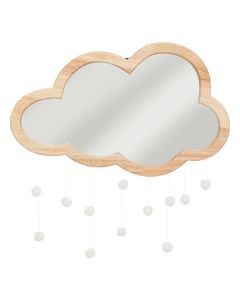 Decorative mirror for children, Cloud, wood, beige, 40x36 cm, 1 piece