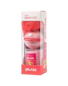 Shower set, IDC, salt, bomb&sponge, strawberry smoothie set, 200 gr+140