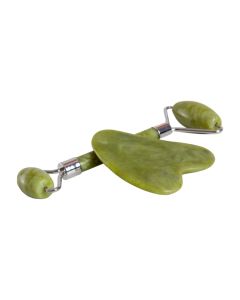 Facial massager, IDC, Jade roller and gua sha jade stone, natural, green