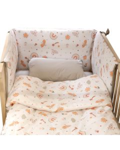 Bed set for children, beige, rainbow, mattress cover, quilt cover, pillow cover, side of the bed