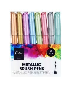 Watercolor, Artist, metallic brush pen, 8 colors, 1 pack