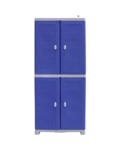 Plastic cabinet with 4 shelves, white + blue, 70x44x173.5 cm, polypropylene, 1 piece