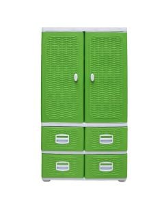 Plastic cabinet with 2 shelves, white + green, 70x44x139 cm, polypropylene, 1 piece