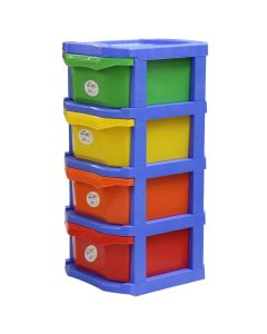 Shelf with 4 drawers, blue, 39.5x37.5x81 cm, polypropylene, 1 piece