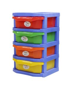 Shelf with 4 drawers, blue, 40x37x62 cm, polypropylene, 1 piece