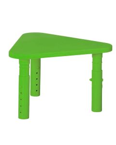Table for children, triangular, green, 66x66x39-59.5 cm, polypropylene, 1 piece