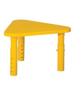 Table for children, triangular, yellow, 66x66x39-59.5 cm, polypropylene, 1 piece