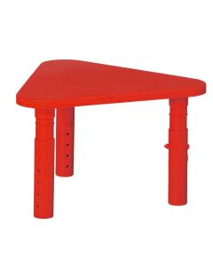 Table for children, triangular, red, 66x66x39-59.5 cm, polypropylene, 1 piece