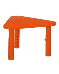Table for children, triangular, orange, 66x66x39-59.5 cm, polypropylene, 1 piece
