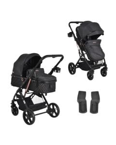 Baby carriage, Moni, Rafaello, black, 2 in 1, 15 kg, 1 piece