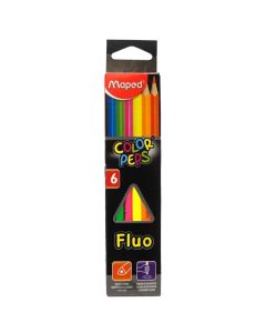 Colored pencils, Maped, Fluo, 6 colors, 1 pack