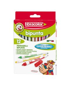 Water paint, Fibracolor, two sides, 12 colors, 1 pack