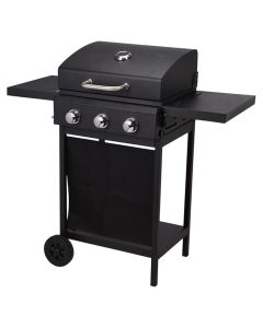 Gas barbecue, metal, 139x56.5x106cm, 3 burners, black, 1 piece