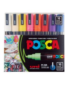UNI MARKER POSCA PC-5M PACK OF 16 DIFFERENT COLORS