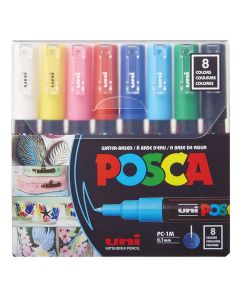 UNI MARKER POSCA PC-1M PACK OF 8 BASIC COLORS