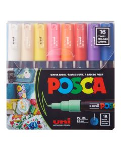 UNI MARKER POSCA PC-1M PACK OF 16 DIFFERENT COLORS