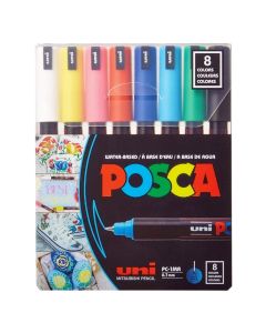 UNI MARKER POSCA PC-1MR PACK OF 8 BASIC COLORS