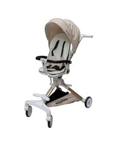 Baby stroller, aluminium/polyester, beige, 1 piece