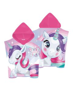 Beach towel for children, with hood, Unicorn, microfiber, 55x110 cm, 245 gr, mixed, 1 piece