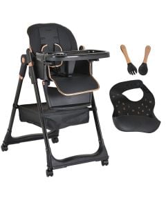 Children's dining chair+dining accessories, Cangaroo, Lindo, black, +6 months, 15 kg, 1 piece
