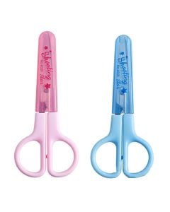 Scissors, Deli, plastic, safety cap, 12 cm, mixed, 1 piece