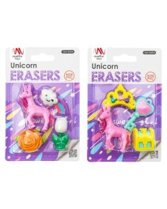 Erasers set, Unicorn, mixed, 1 pack