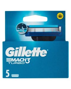 Replacement heads, Gillette, Mach 3, turbo, 5 heads, 1 pack