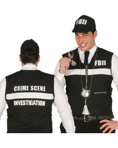 FBI hat and vest, halloween, polyester, one size, black, 1 piece