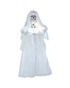 Hanging Halloween decoration, pop skeleton bride, with lights and sound, 90 cm, 1 piece