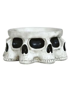 Halloween serving bowl, skull, resin, 16x16 cm, white/black, 1 piece
