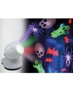 LED projector with 4 Halloween figures, white, 1 piece