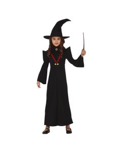 Halloween costume for girls, Wizard, Magician, 7-9 years, polyester, black, 1 piece