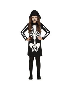 Halloween costume for girls, Skeleton, 7-9 years, polyester, 1 piece