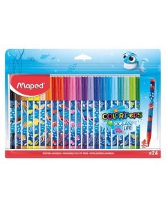 Watercolors, Maped, Decorated ocean, 24 colors, 1 pack