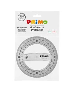 Protractor, Primo, 360°, 12 cm, plastic, transparent, 1 piece