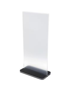 Menu holder, plastic, 10x20 cm, black/transparent, 1 piece