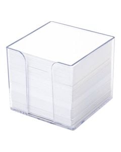 Notepad+holder, plastic, transparent, 94x94x90 mm, 1 piece